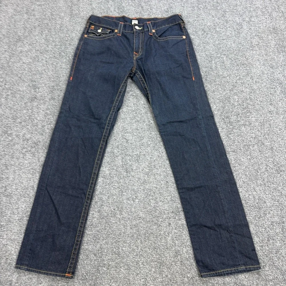 True Religion Section Skinny Flap SN Jeans Mens 34x34 Blue Rinse Denim Pants